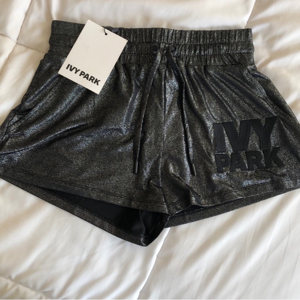 IVY PARK Shimmering Charcoal Athletic Shorts